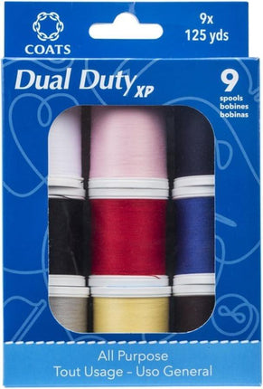 Coats & Clark Dual Duty XP Thread Set – 9 Spools, 125 Yards Each – All-Purpose Polyester Thread for Sewing Machines and Hand Stitching – Assorted Colors