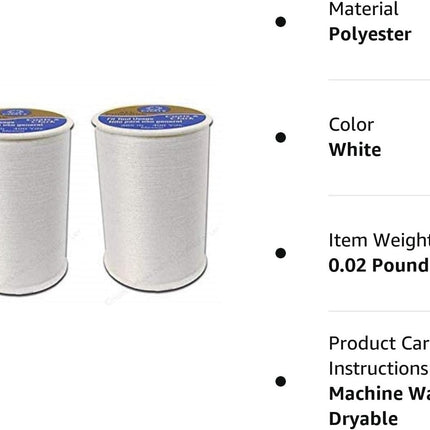 Coats & Clark All Purpose Thread 400 Yards White (One Spool of Yarn) (2 Pack)