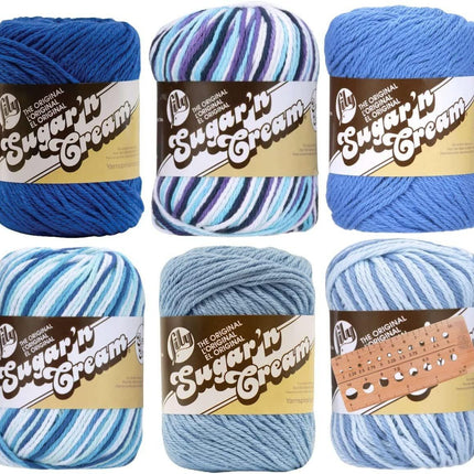 Lily Sugar 'n Cream Yarn - 100% Cotton - Assortment (Blueberry)