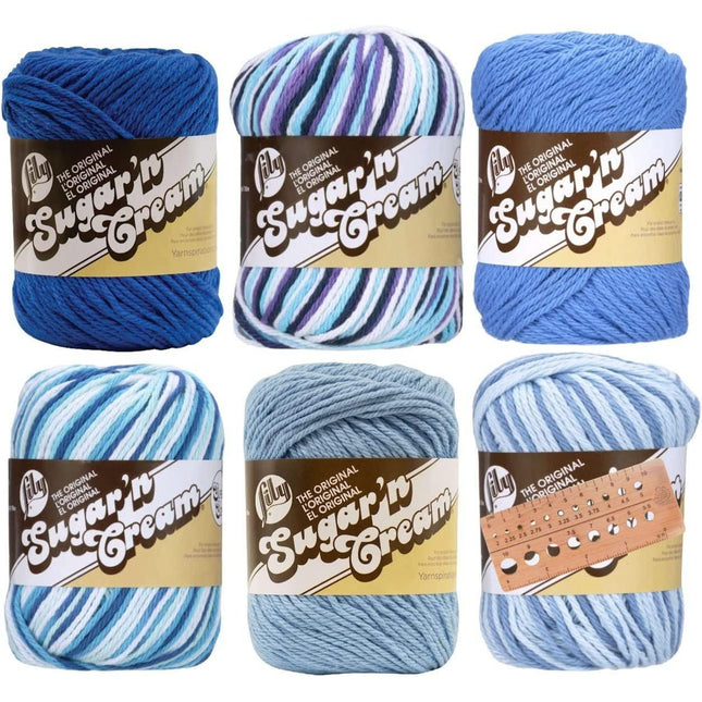 Lily Sugar 'n Cream Yarn - 100% Cotton - Assortment (Blueberry)