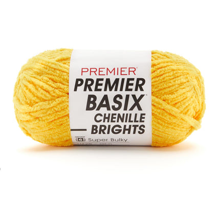 Premier Yarns Basix Chenille Brights Super-Bulky 3-Pack with Tapestry Needles, 100% Polyester #6 Weight Skeins for Crochet and Knitting Blankets, 336 Yds