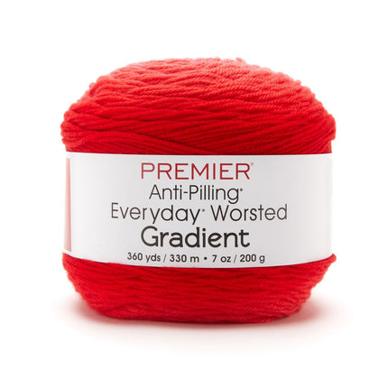 Premier Yarns Everyday Worsted Gradient 3-Pack with Gauge Tool, 100% Anti-Pilling Acrylic #4 Medium Ombre Cakes for Crochet and Knitting, 1080 Yds