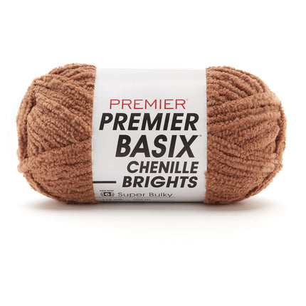 Premier Yarns Basix Chenille Brights Super-Bulky 3-Pack with Tapestry Needles, 100% Polyester #6 Weight Skeins for Crochet and Knitting Blankets, 336 Yds