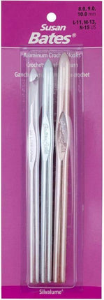 Susan Bates Silvalume Crochet Hook Sets in Pouch Sizes F, G, H, I, J, K, L, M, N