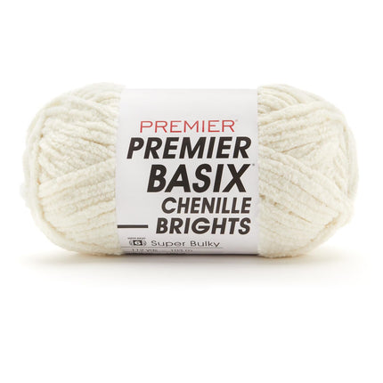 Premier Yarns Basix Chenille Brights Super-Bulky 3-Pack with Tapestry Needles, 100% Polyester #6 Weight Skeins for Crochet and Knitting Blankets, 336 Yds