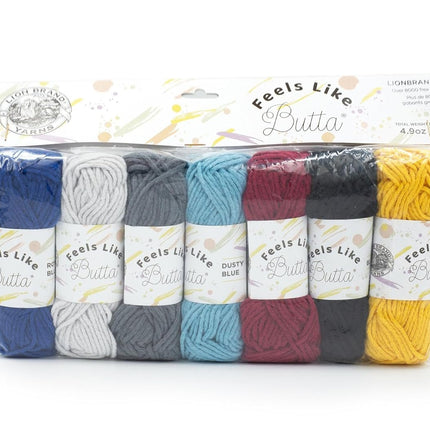 Lion Brand Yarn Feels Like Butta, Soft Yarn for Crocheting and Knitting, 7-Assorted Sample Pack Bold