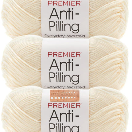 Premier Yarns Anti-Pilling Everyday Worsted Yarn 3-Pack with Gauge Tool, 100% Acrylic Medium #4 Weight Skeins for Crochet and Knitting Baby Blankets, 540 Yds (Pumpkin)