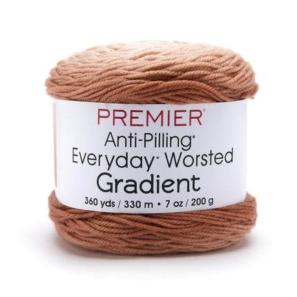 Premier Yarns Everyday Worsted Gradient 3-Pack with Gauge Tool, 100% Anti-Pilling Acrylic #4 Medium Ombre Cakes for Crochet and Knitting, 1080 Yds