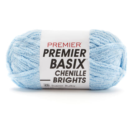 Premier Yarns Basix Chenille Brights Super-Bulky 3-Pack with Tapestry Needles, 100% Polyester #6 Weight Skeins for Crochet and Knitting Blankets, 336 Yds