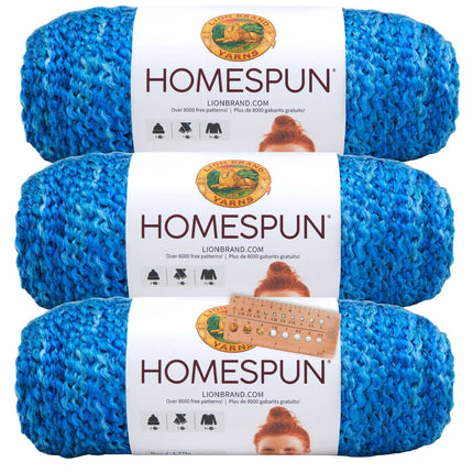 Lion Brand Yarn - Homespun - 3 Pack with Pattern Cards in Color
