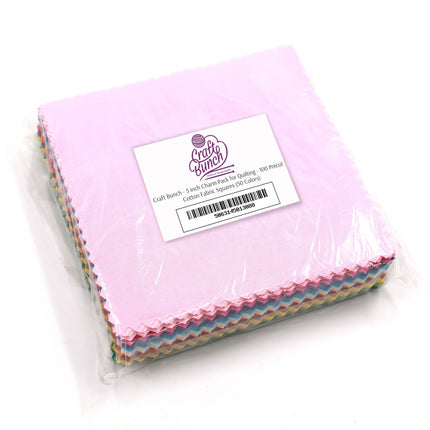 Threadsmith - 5 inch Charm Pack for Quilting - 100 Precut Cotton Fabric Squares (50 Colors)