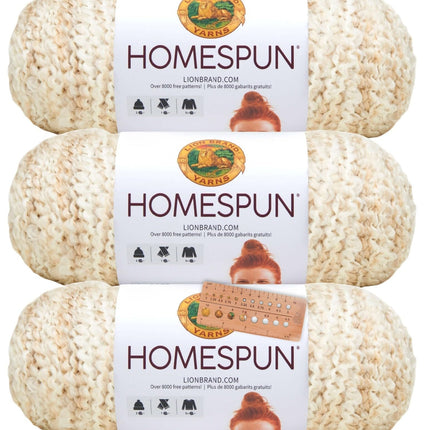Lion Brand Yarn - Homespun - 3 Pack with Needle Gauge (Windsor)