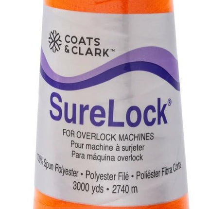 Coats & Clark - SureLock Serger Thread - 4 Cones (Purple, Tangerine, Bahama, Bright Fuschia)