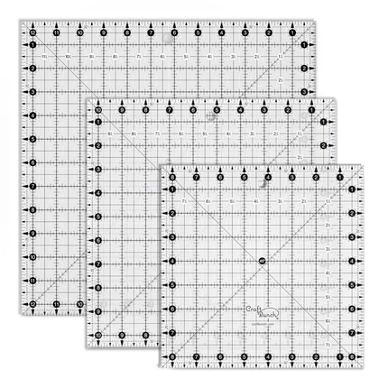 Craft Bunch - 3 Non-Slip Square Quilt Template Rulers - 8.5", 10.5", 12.5"