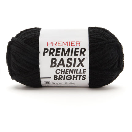 Premier Yarns Basix Chenille Brights Super-Bulky 3-Pack with Tapestry Needles, 100% Polyester #6 Weight Skeins for Crochet and Knitting Blankets, 336 Yds