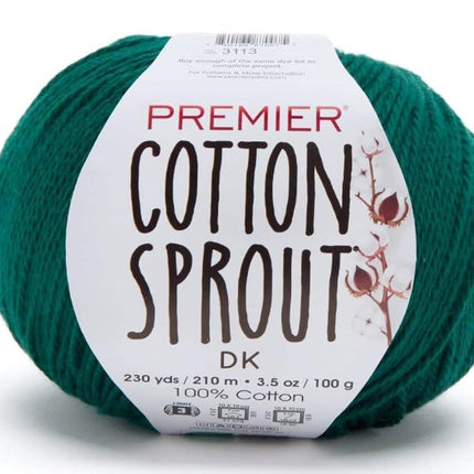 Premier Yarns Cotton Sprout DK Light 3-Pack with Gauge Tool, 100% Un-Mercerized Cotton #3 Weight Skeins for Crochet and Knitting, 690 Yds (Parent)