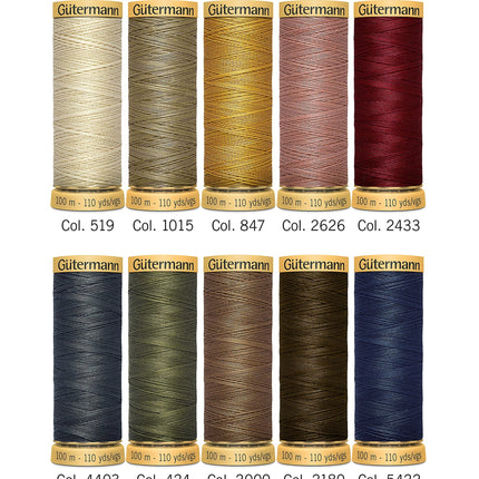 Gutermann 734521-3 Thread Set Natural Cotton 50 100m/10 reels, Col 2 Assorted