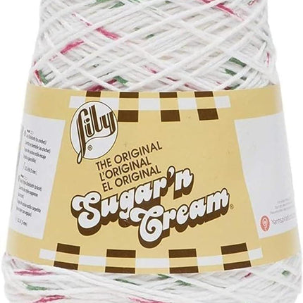 Lily Sugar n' Cream Holiday Cone Bundle 2-Pack 100% Cotton Medium 4 Worsted (Red, White, Green)