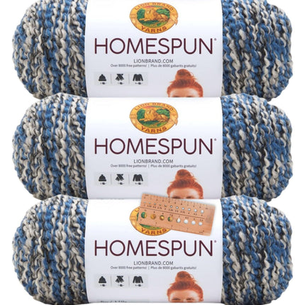 Lion Brand Yarn - Homespun - 3 Pack with Needle Gauge (Windsor)