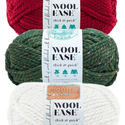 Lion Brand Yarn - Wool-Ease Thick & Quick - 3 Skein Assortment (Holiday)
