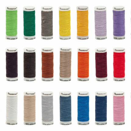Threadsmith - 50 WT Cotton Thread Set – 27 Spools, 100 Meters Each – 3-Ply Mercerized Egyptian Cotton – Premium Sewing Thread in Reusable Box