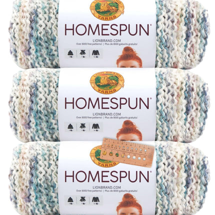 Lion Brand Yarn - Homespun - 3 Pack with Needle Gauge (Windsor)