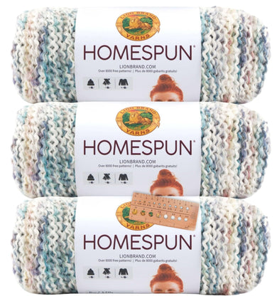 Lion Brand Yarn - Homespun - 3 Pack with Needle Gauge (Windsor)