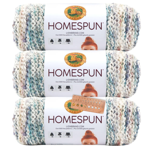 Lion Brand Yarn - Homespun - 3 Pack with Needle Gauge (Windsor)