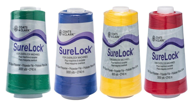 Coats & Clark - SureLock Serger Thread - 4 Cones (Red, Yellow, Blue, Green)
