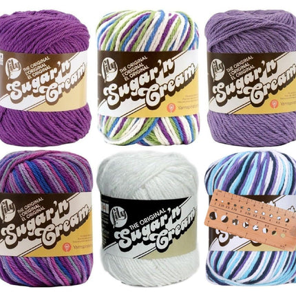 Lily Sugar 'n Cream Yarn - 100% Cotton - Assortment (Purple Pop)