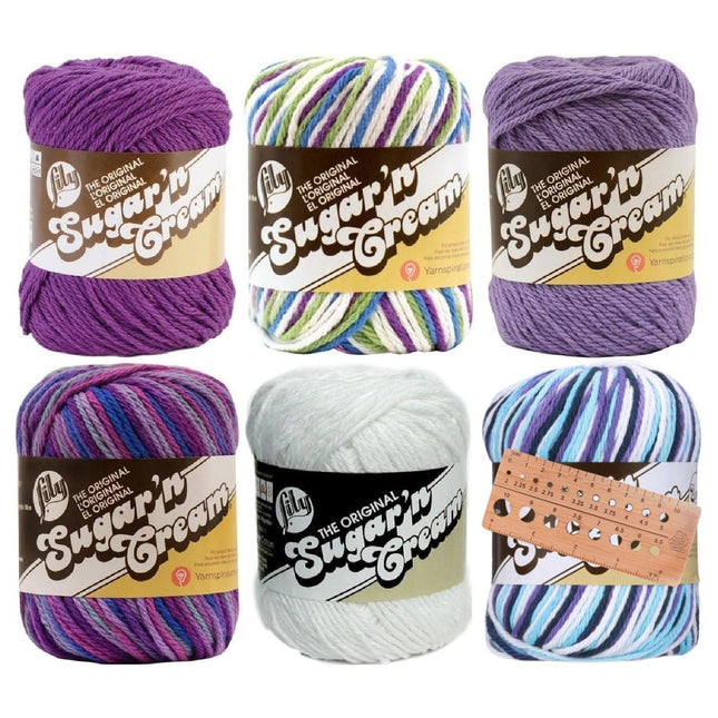 Lily Sugar 'n Cream Yarn - 100% Cotton - Assortment (Purple Pop)
