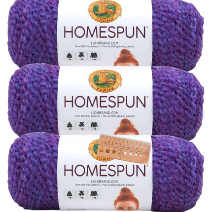 Lion Brand Yarn - Homespun - 3 Pack with Needle Gauge (Windsor)