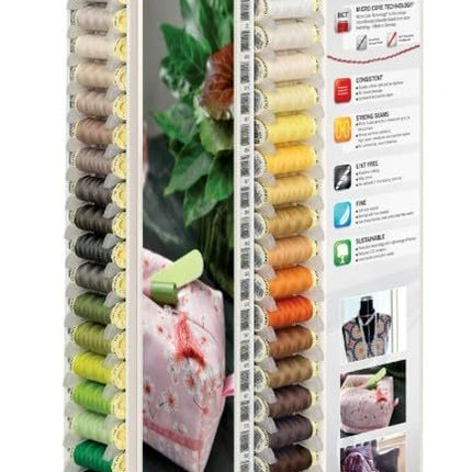 Gutermann Spinning Tower 80 Colors Sewing Room Thread Organizer - Sew All Polyester - 3 Spools Per Color - Thread Included