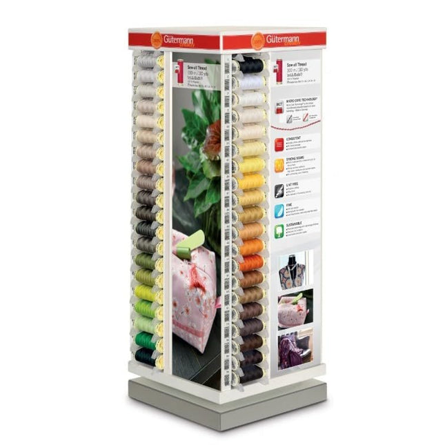 Gutermann Spinning Tower 80 Colors Sewing Room Thread Organizer - Sew All Polyester - 3 Spools Per Color - Thread Included