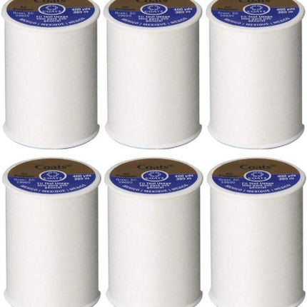 Coats & Clark Dual Duty All Purpose Thread 400 Yards White 230-1 (6-Pack)