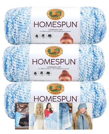 Lion Brand Yarn - Homespun - 3 Pack with Pattern Cards in Color