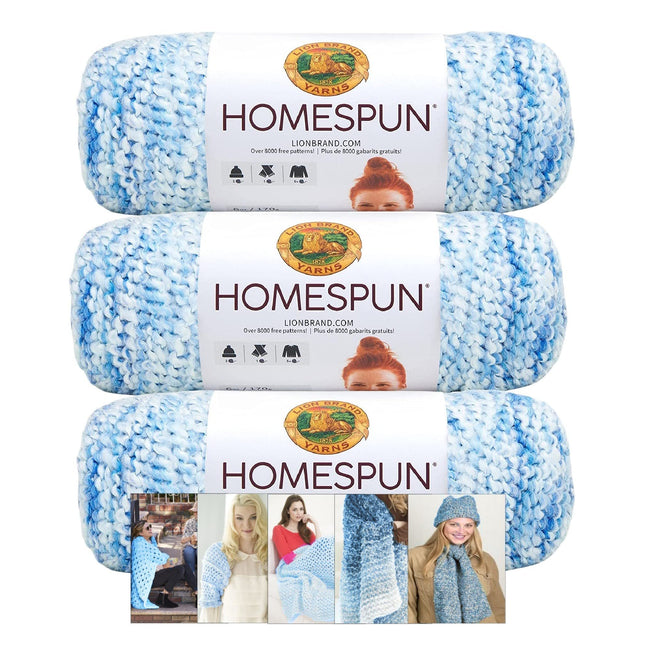 Lion Brand Yarn - Homespun - 3 Pack with Pattern Cards in Color