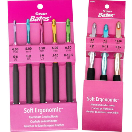 Susan Bates Soft Ergonomic Aluminum Crochet Hook Sets - Sizes G, H, I, J, K, L, M, N