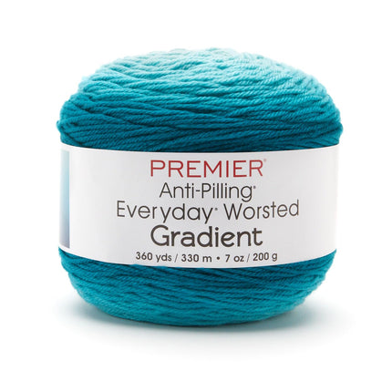 Premier Yarns Everyday Worsted Gradient 3-Pack with Gauge Tool, 100% Anti-Pilling Acrylic #4 Medium Ombre Cakes for Crochet and Knitting, 1080 Yds