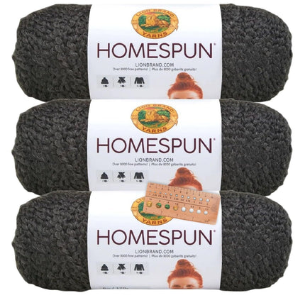 Lion Brand Yarn - Homespun - 3 Pack with Needle Gauge (Windsor)