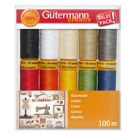 Gütermann Creativ 10 Reels of 100% Cotton, Multi-Coloured