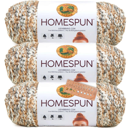 Lion Brand Yarn - Homespun - 3 Pack with Needle Gauge (Windsor)