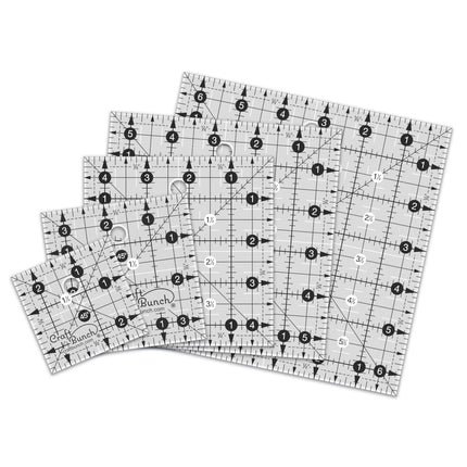 Craft Bunch - 5 Non-Slip Square Quilt Template Rulers - 2.5", 3.5", 4.5", 5.5", 6.5"