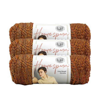 Lion Brand Yarn Homespun Yarn, Soft Bulky Yarn for Knitting, Crocheting, and Crafting, 3 Pack, Lagoon