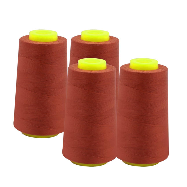 EVERLOCK Serger Thread – 4 Cones, 3000 Yards Each – 40 Weight, 2-Ply Spun Polyester – Strong, Low-Lint Overlock Thread for Serger Machines – All-Purpose Sewing & Finishing (Rust)