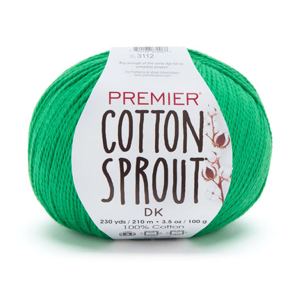 Premier Yarns Cotton Sprout DK Light 3-Pack with Gauge Tool, 100% Un-Mercerized Cotton #3 Weight Skeins for Crochet and Knitting, 690 Yds (Parent)
