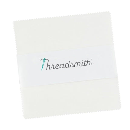 Threadsmith - 5 inch Charm Pack for Quilting - 42 Precut Cotton Fabric Squares (White)