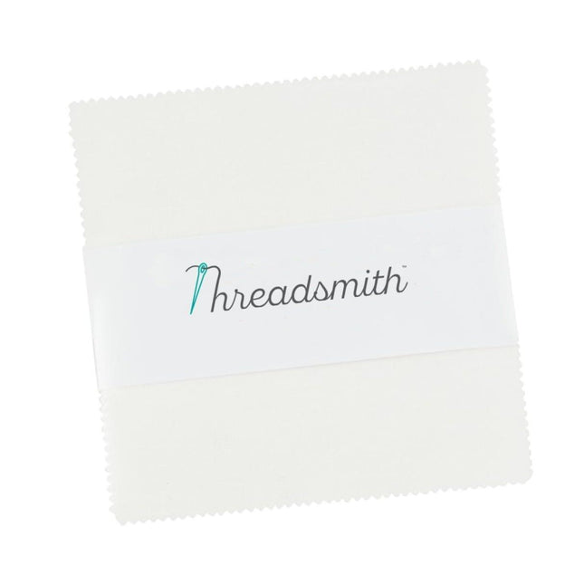 Threadsmith - 5 inch Charm Pack for Quilting - 42 Precut Cotton Fabric Squares (White)