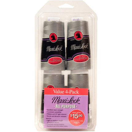American & Efird 524 Maxi-Lock All Purpose Value Thread Spool Pack, Onе Paсk, Light Grey, 4 Ounce