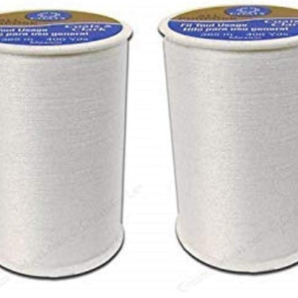 Coats & Clark All Purpose Thread 400 Yards White (One Spool of Yarn) (2 Pack)